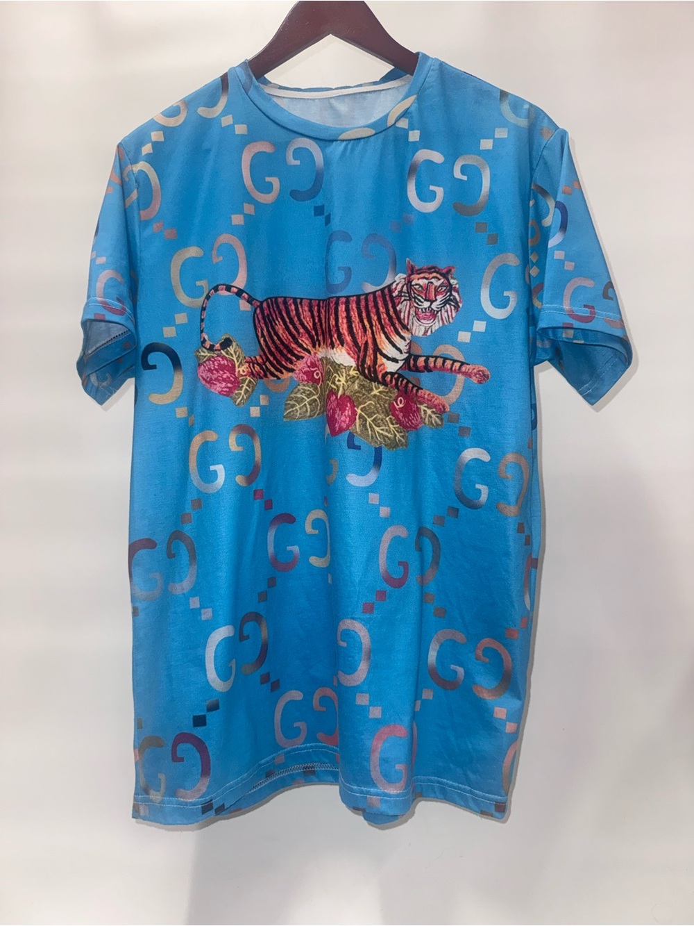 Gucci Blue Tiger Monogram Short Sleeve Tee